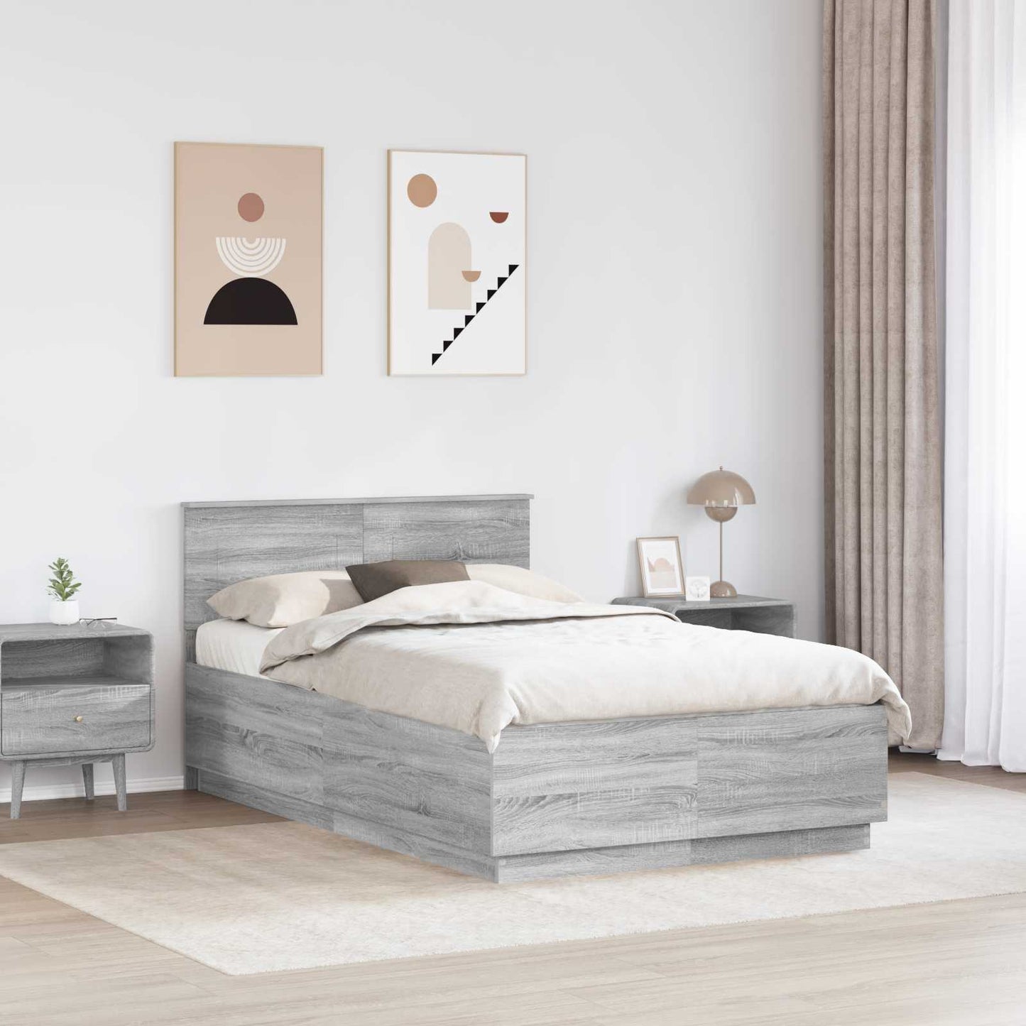 vidaXL Bettrahmen Graues Sonoma 120 x 190 cm Holzwerkstoff
