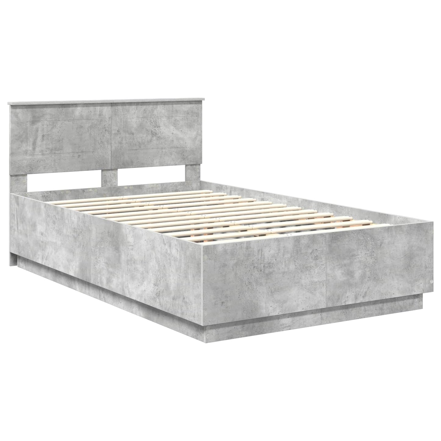 vidaXL Bettrahmen mit Kopfteil Beton Grau 120 x 200 cm Holzwerkstoff