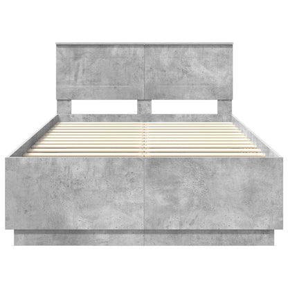 vidaXL Bettrahmen mit Kopfteil Beton Grau 120 x 200 cm Holzwerkstoff