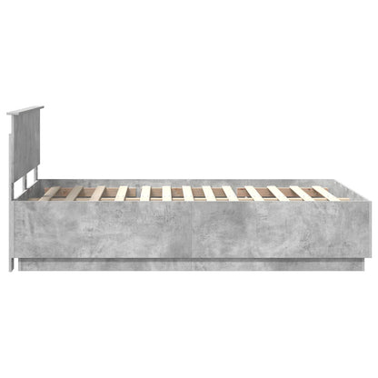 vidaXL Bettrahmen mit Kopfteil Beton Grau 120 x 200 cm Holzwerkstoff