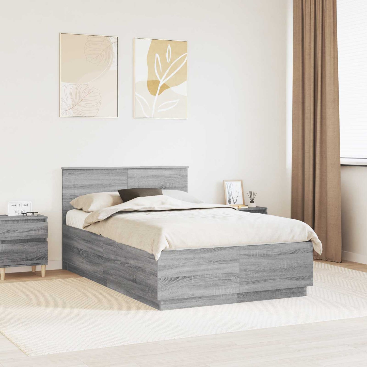 vidaXL Cadre de lit Gris Sonoma 120 x 200 cm Bois d'ingénierie