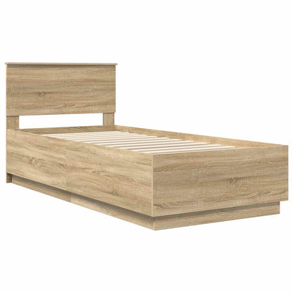 vidaXL Bettrahmen mit Kopfteil Sonoma-Eiche 90 x 190 cm Holzwerkstoff
