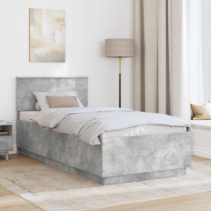 vidaXL Cadre de lit avec tête de lit Gris béton 90 x 190 cm Bois d'ingénierie