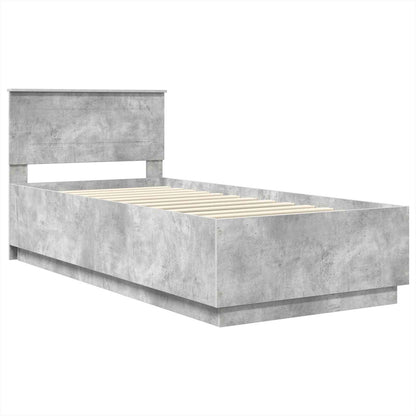vidaXL Cadre de lit avec tête de lit Gris béton 90 x 190 cm Bois d'ingénierie