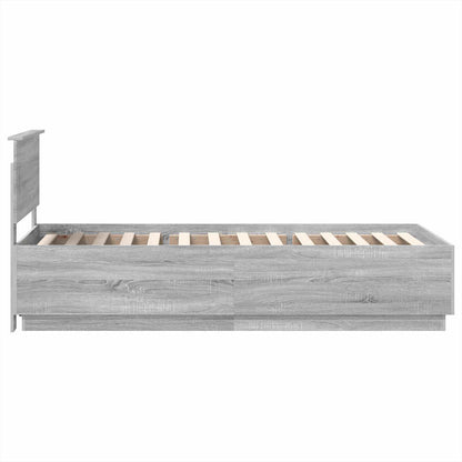 Bettrahmen mit Kopfteil Graues Sonoma 90 x 190 cm Holzwerkstoff