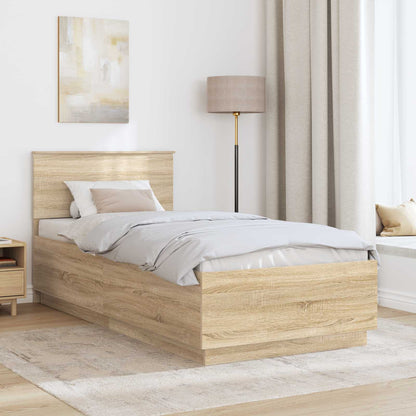 vidaXL Bettrahmen mit Kopfteil Sonoma-Eiche 90 x 200 cm Holzwerkstoff