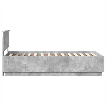 vidaXL Cadre de lit avec tête de lit Gris Béton 90 x 200 cm Bois d'ingénierie