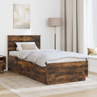 vidaXL Cadre de lit Chêne fumé 90 x 200 cm Bois d'ingénierie