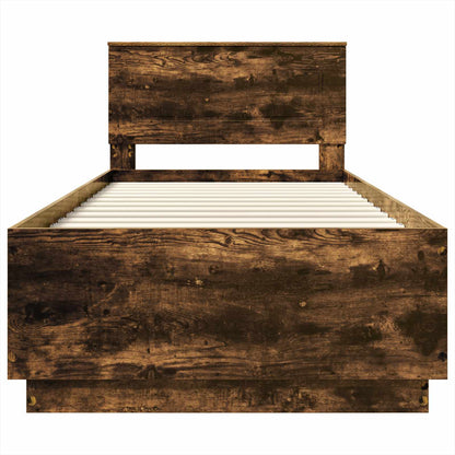 vidaXL Cadre de lit Chêne fumé 90 x 200 cm Bois d'ingénierie