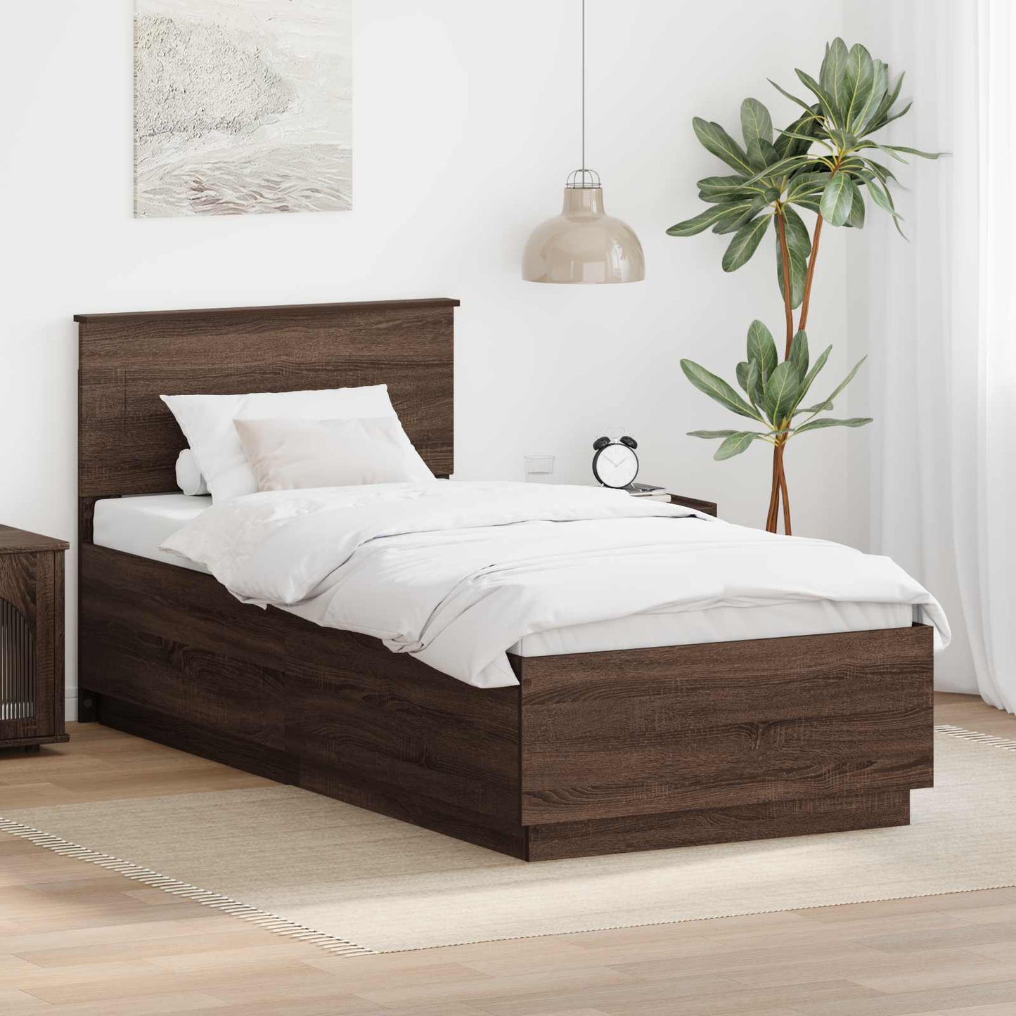 vidaXL Bettrahmen Braun Eichen-Optik 90 x 200 cm Holzwerkstoff