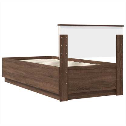 vidaXL Bettrahmen Braun Eichen-Optik 90 x 200 cm Holzwerkstoff