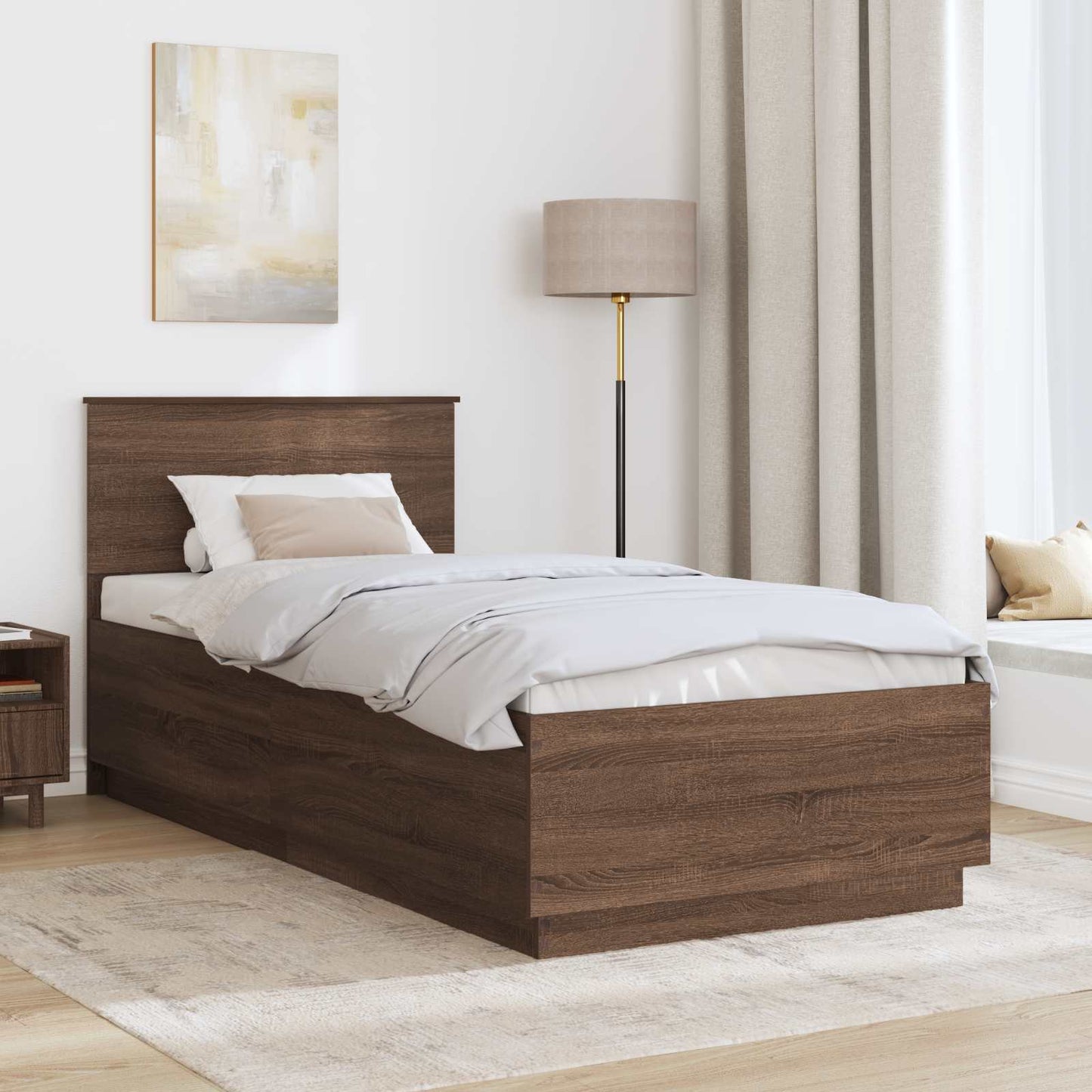 vidaXL Bettrahmen Braun Eichen-Optik 70 x 190 cm Holzwerkstoff