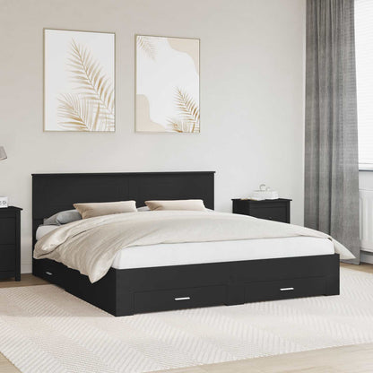vidaXL Bettrahmen Schwarz und Silber 200 x 200 cm Holzwerkstoff