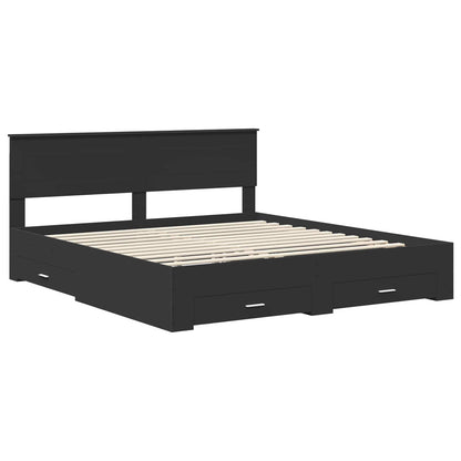vidaXL Bettrahmen Schwarz und Silber 200 x 200 cm Holzwerkstoff