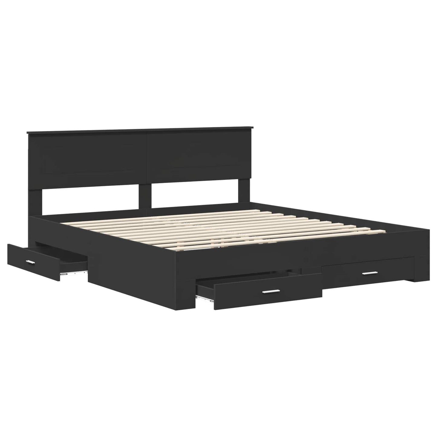 vidaXL Bettrahmen Schwarz und Silber 200 x 200 cm Holzwerkstoff