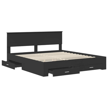 vidaXL Bettrahmen Schwarz und Silber 200 x 200 cm Holzwerkstoff