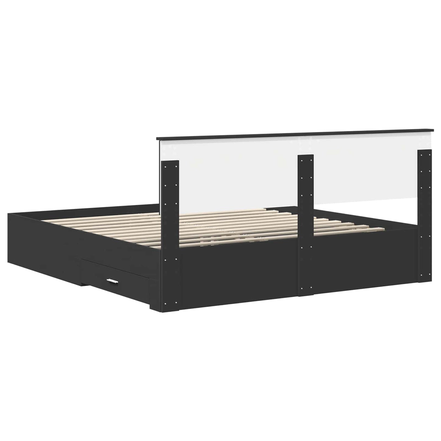 vidaXL Bettrahmen Schwarz und Silber 200 x 200 cm Holzwerkstoff
