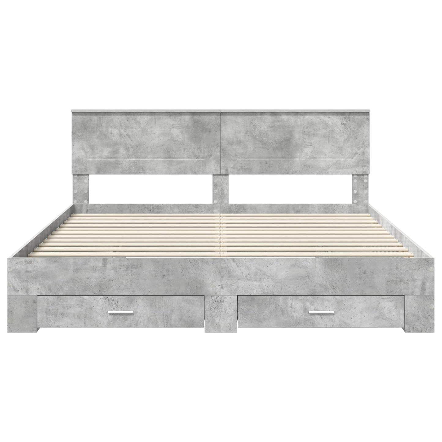 Bettrahmen mit Kopfteil Beton Grau 200 x 200 cm Holzwerkstoff