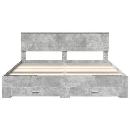 Bettrahmen mit Kopfteil Beton Grau 200 x 200 cm Holzwerkstoff