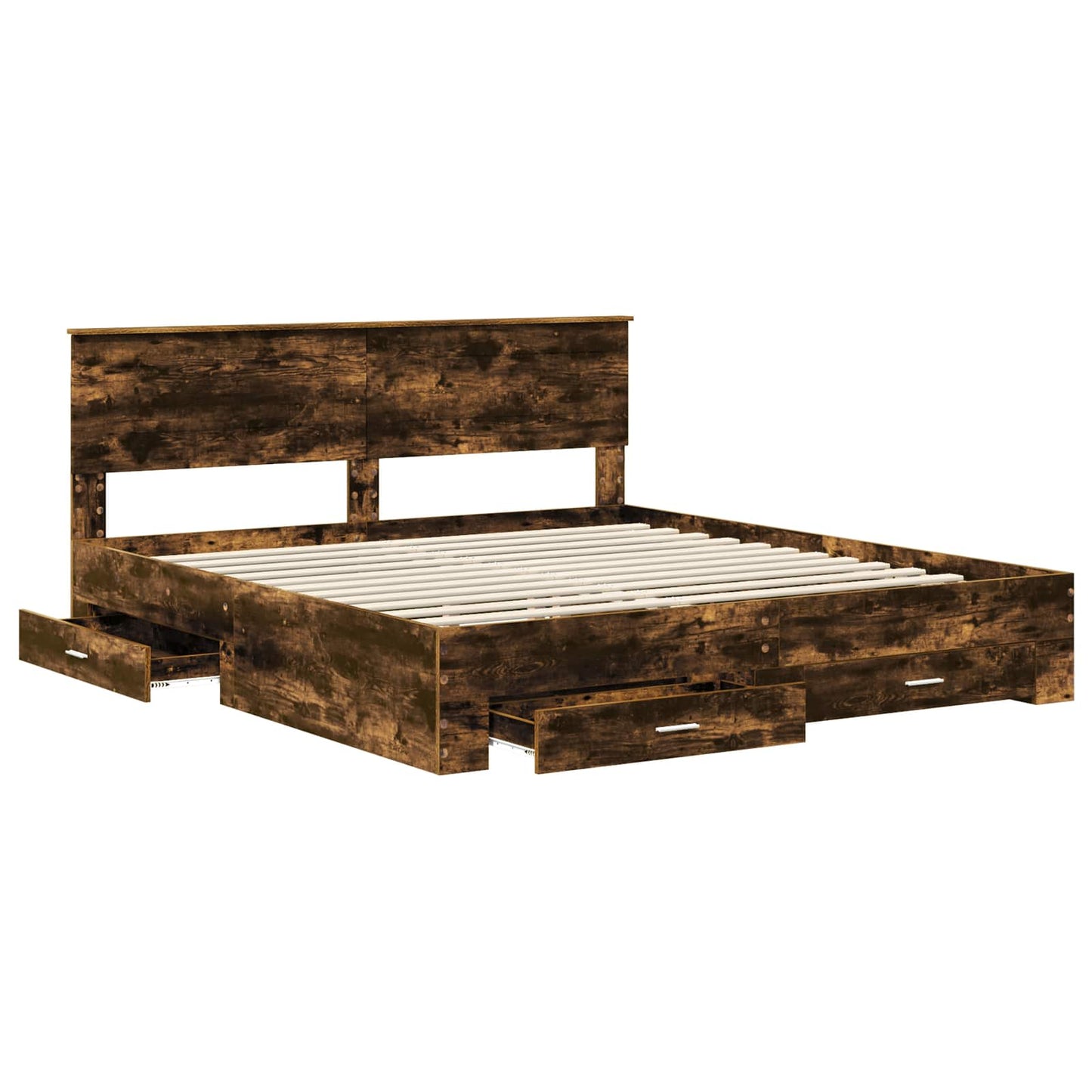 Bettrahmen Geräucherte Eiche 200 x 200 cm Holzwerkstoff