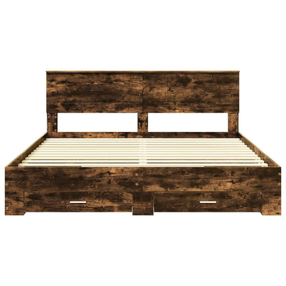 Bettrahmen Geräucherte Eiche 200 x 200 cm Holzwerkstoff