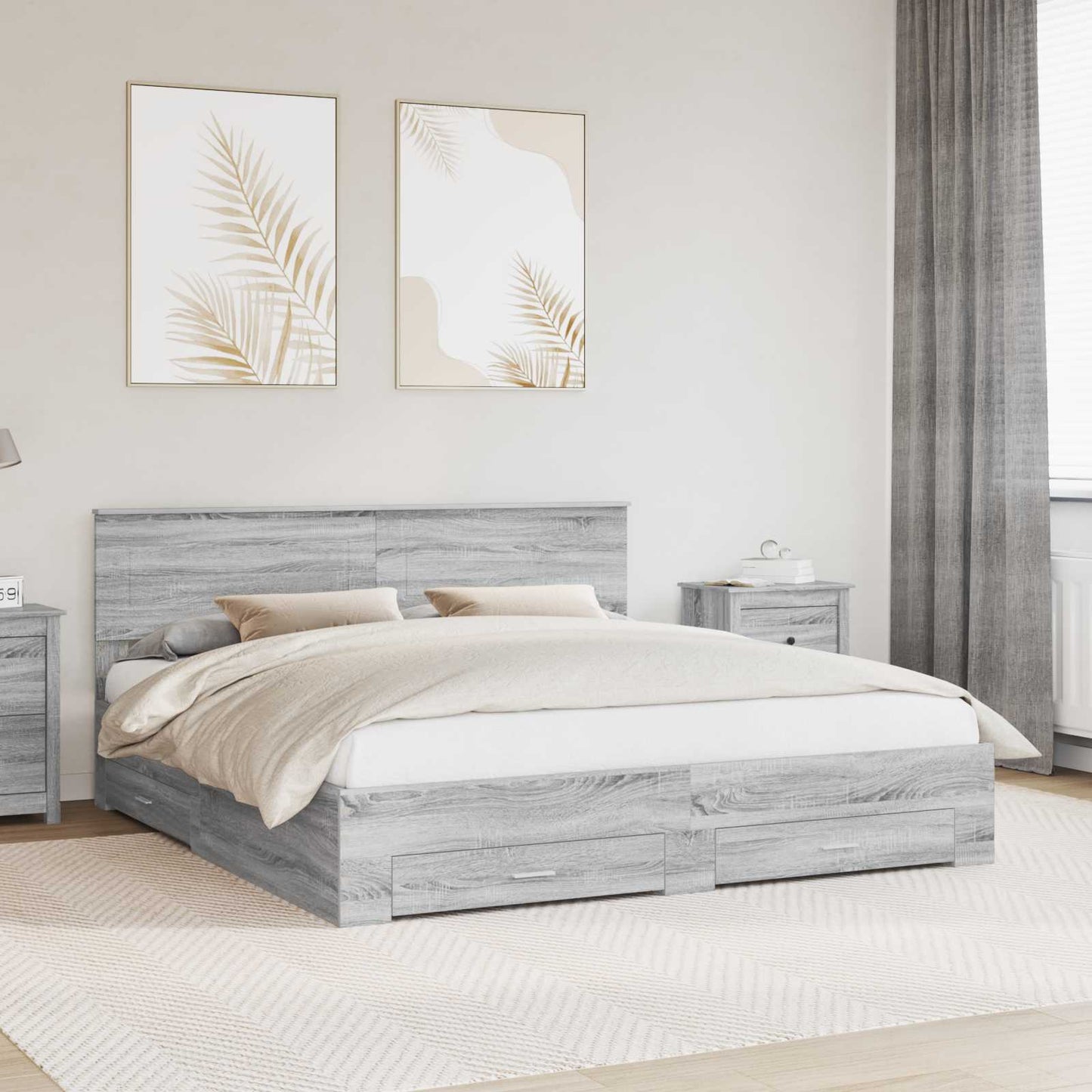 vidaXL Bettrahmen Graues Sonoma 200 x 200 cm Holzwerkstoff