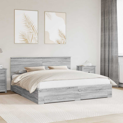 vidaXL Bettrahmen Graues Sonoma 200 x 200 cm Holzwerkstoff