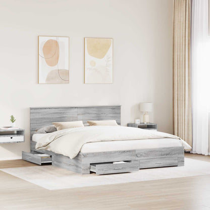 vidaXL Bettrahmen Graues Sonoma 200 x 200 cm Holzwerkstoff