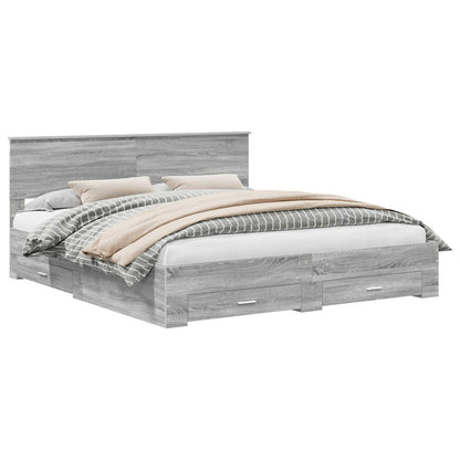 vidaXL Bettrahmen Graues Sonoma 200 x 200 cm Holzwerkstoff