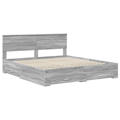 vidaXL Bettrahmen Graues Sonoma 200 x 200 cm Holzwerkstoff