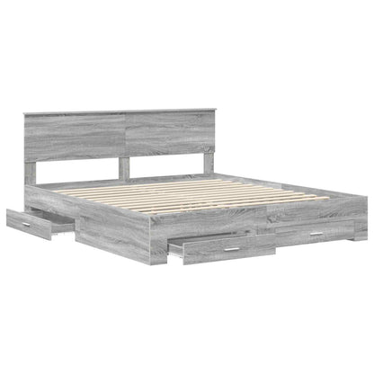 vidaXL Bettrahmen Graues Sonoma 200 x 200 cm Holzwerkstoff