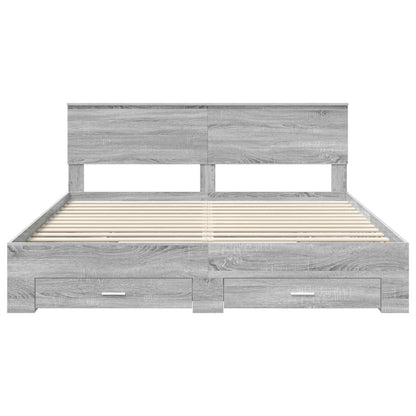 vidaXL Bettrahmen Graues Sonoma 200 x 200 cm Holzwerkstoff