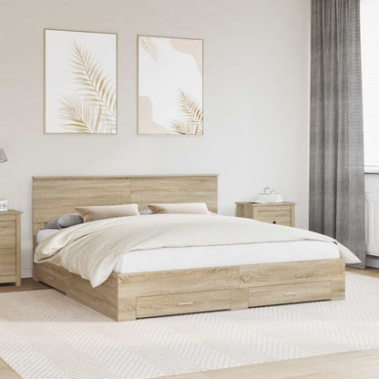 vidaXL Bettrahmen mit Kopfteil Sonoma-Eiche 180 x 200 cm Holzwerkstoff