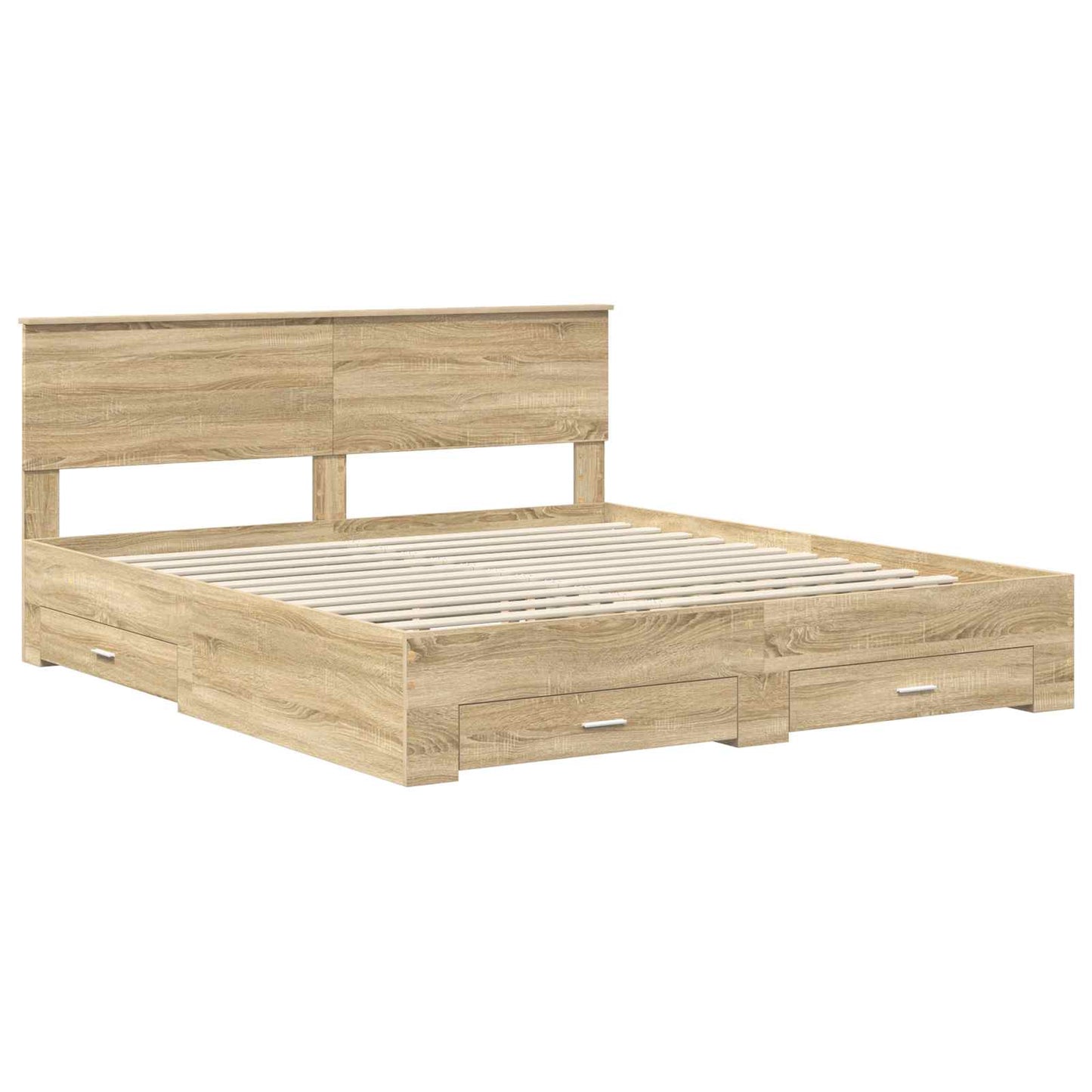 vidaXL Bettrahmen mit Kopfteil Sonoma-Eiche 180 x 200 cm Holzwerkstoff