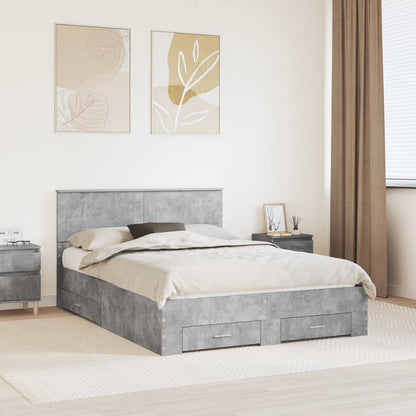 vidaXL Bettrahmen mit Kopfteil Beton Grau 160 x 200 cm Holzwerkstoff