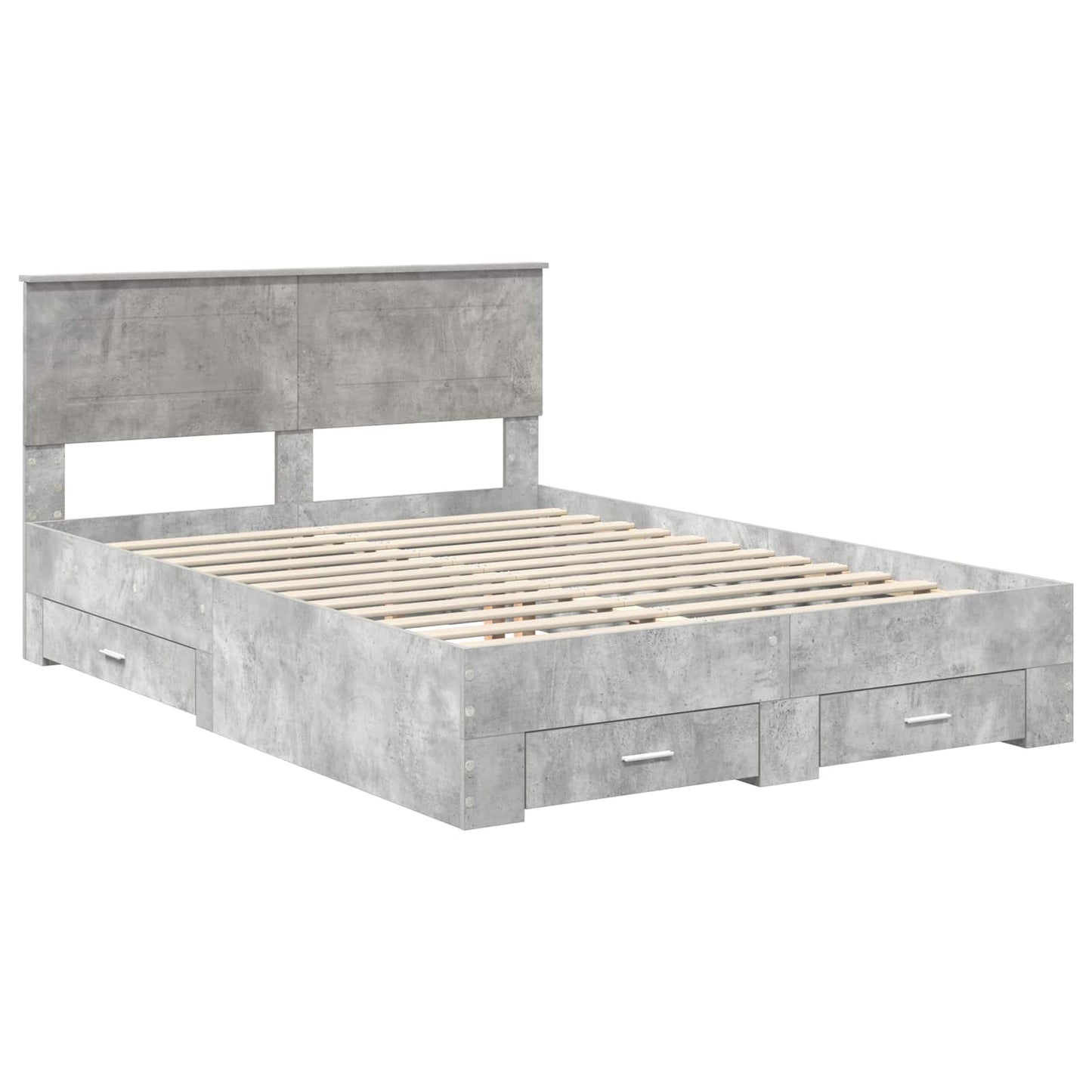 vidaXL Bettrahmen mit Kopfteil Beton Grau 160 x 200 cm Holzwerkstoff