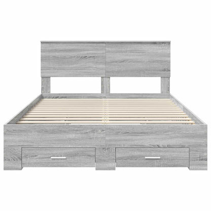vidaXL Bettrahmen Graues Sonoma 160 x 200 cm Holzwerkstoff