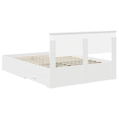 Bettrahmen mit Kopfteil Weiß 140 x 190 cm Holzwerkstoff