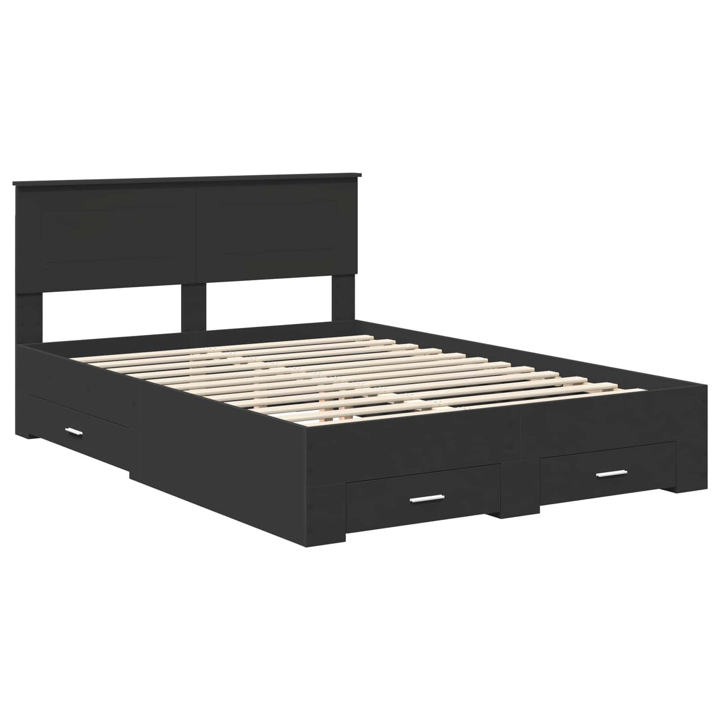 vidaXL Bettrahmen mit Kopfteil Schwarz 140 x 190 cm Holzwerkstoff