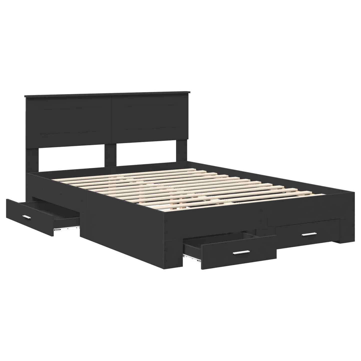 vidaXL Bettrahmen mit Kopfteil Schwarz 140 x 190 cm Holzwerkstoff