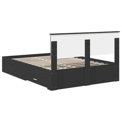 vidaXL Bettrahmen mit Kopfteil Schwarz 140 x 190 cm Holzwerkstoff