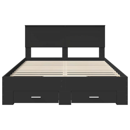 vidaXL Bettrahmen mit Kopfteil Schwarz 140 x 190 cm Holzwerkstoff