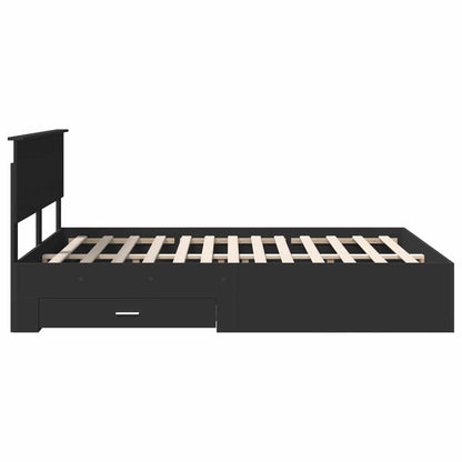vidaXL Bettrahmen mit Kopfteil Schwarz 140 x 190 cm Holzwerkstoff
