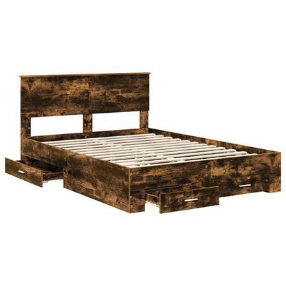 vidaXL Bettrahmen Geräucherte Eiche 140 x 190 cm Holzwerkstoff