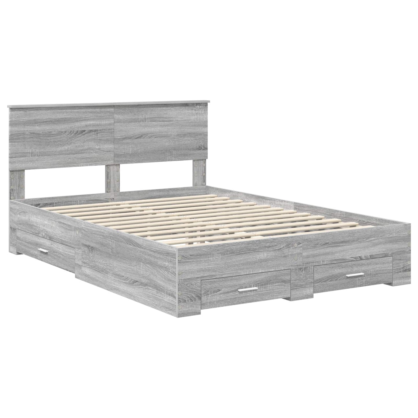 vidaXL Bettrahmen Graues Sonoma 140 x 190 cm Holzwerkstoff