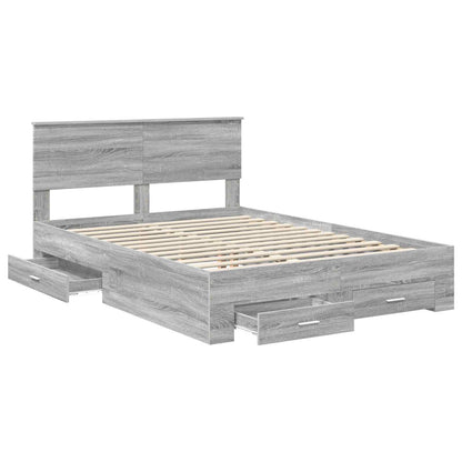 vidaXL Bettrahmen Graues Sonoma 140 x 190 cm Holzwerkstoff