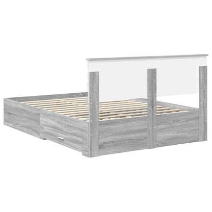 vidaXL Bettrahmen Graues Sonoma 140 x 190 cm Holzwerkstoff