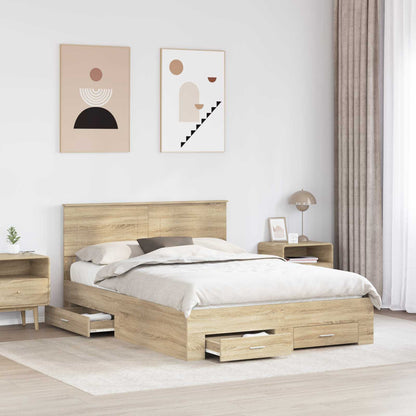 vidaXL Bettrahmen mit Kopfteil Sonoma-Eiche 140 x 200 cm Holzwerkstoff