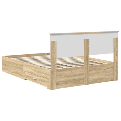 vidaXL Bettrahmen mit Kopfteil Sonoma-Eiche 140 x 200 cm Holzwerkstoff
