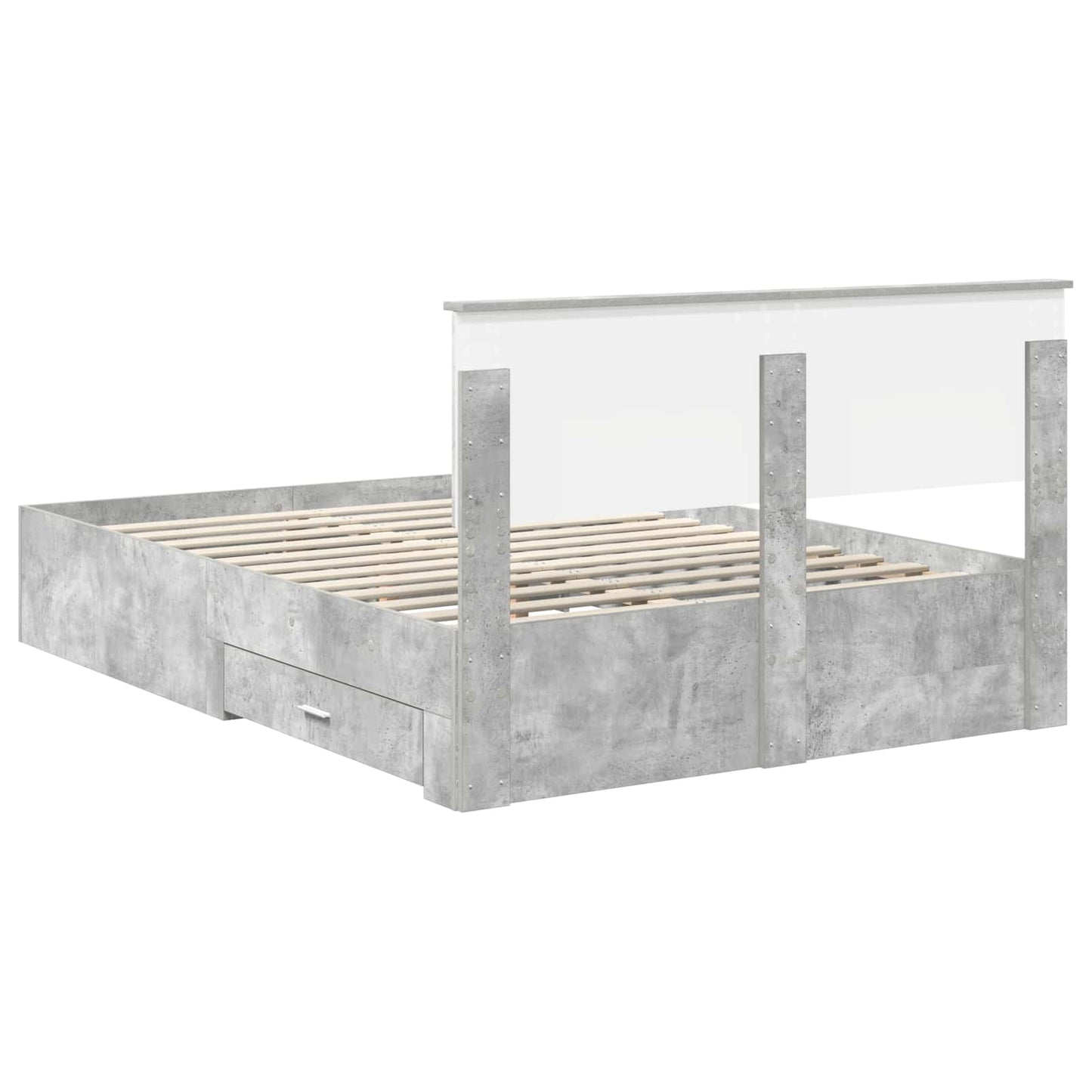 vidaXL Bettrahmen mit Kopfteil Beton Grau 140 x 200 cm Holzwerkstoff